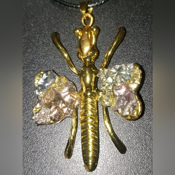 Bismuth Dragonfly pendant Necklace - Picture 9 of 9